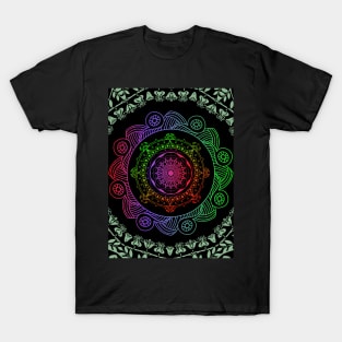 Black Green Red and Violet Mandala Graphic Hindi Art  Design T-Shirt